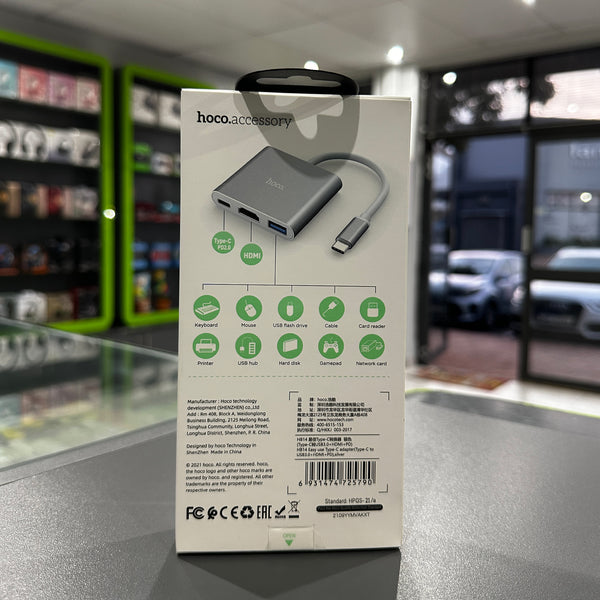 Converter Hub Type-c to HDMI - USB 3.0 - PD Aluminum Alloy Adapter - Silver