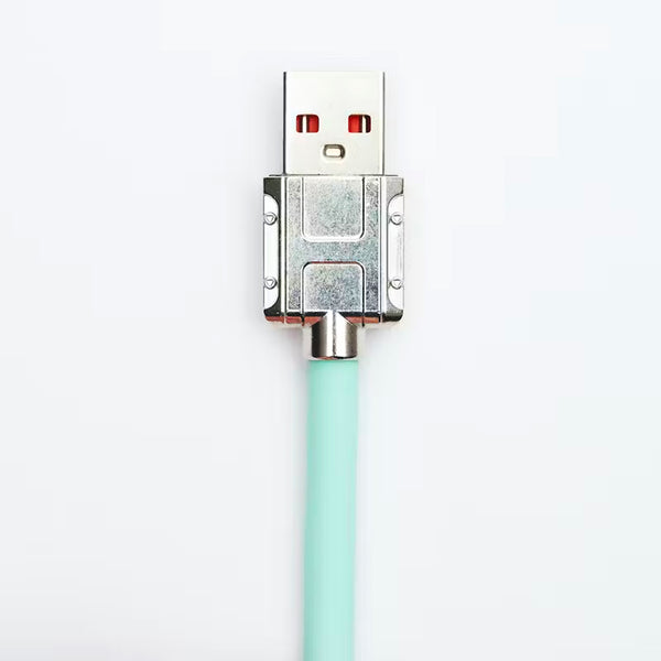 Retractable Fast Charging Cable 1.2m 100W 6A 3-in-1 Durable - Green