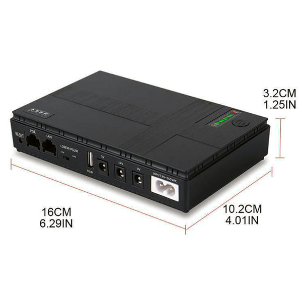 Mini DC UPS Multifunctional Portable Power Backup 8800mah for Wifi Router - Black