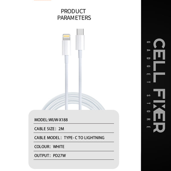 PD Fast Charge 27W Data Cable 2M Type-C to Lightning WUW-X188