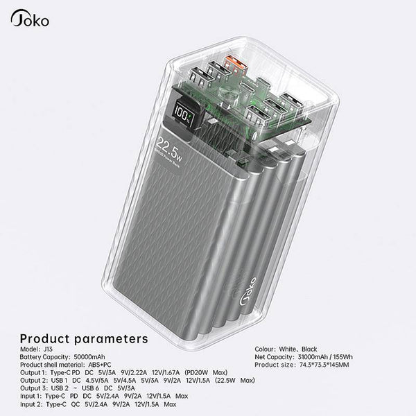 JOKO Fast Charger Power Bank 22.5W High Capacity 50000mAh J-13