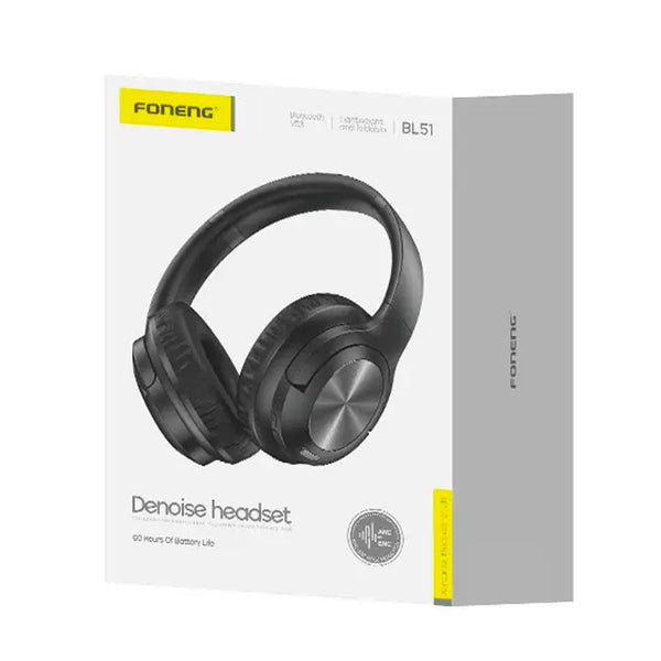 Wireless Headset ( BL 51 ) ANC+ENC Noise Canceling Bluetooth v5.3 High Quality Headphone - Black