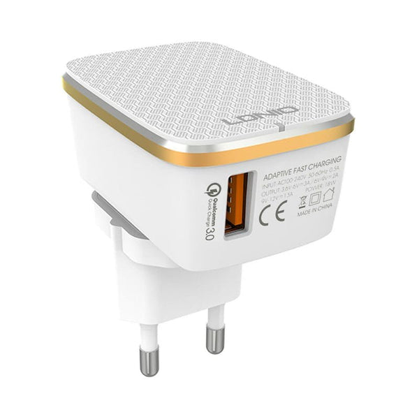 LDNIO Quick Charging QC3.0 Block with Lightning Cable for iPhone