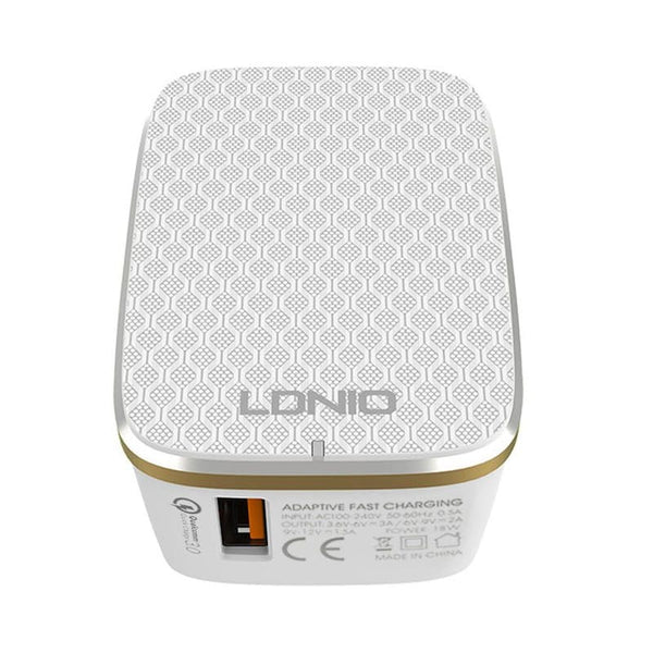 LDNIO Quick Charging QC3.0 Block with Lightning Cable for iPhone