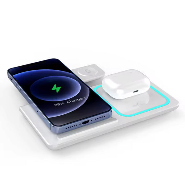 Multi Functional 3-in-1 Foldable 15W Wireless Charging Stand Q09 - White