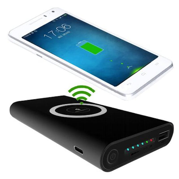 Wireless Smartphone Charger Qi 15000mah Powerbank - BLACK