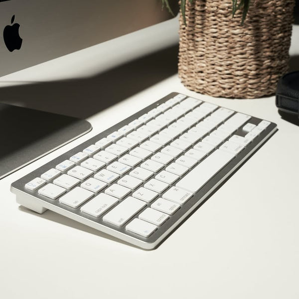 Ultra Slim Design KB450 Bluetooth Wireless Keyboard - Silver & White