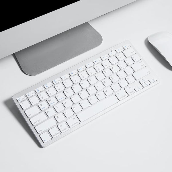 Ultra Slim Design KB450 Bluetooth Wireless Keyboard - Silver & White