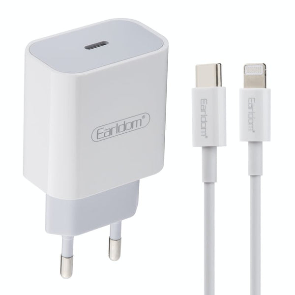 Earldom 20W PD Block with 1m Type-C to Lightning Fast Charging Cable
