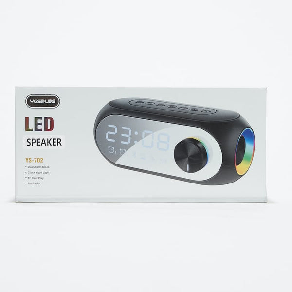 YesPlus LED Alarm Clock, Radio & Portable Bluetooth YS-702 Speaker - Black