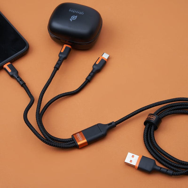 Abodos 66W 1.2m 3-In-1 Black Data Cable