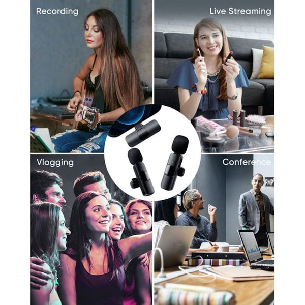 Wireless Lavalier Microphone K9 - Type-C Mic Wireless Plug and Play - Black