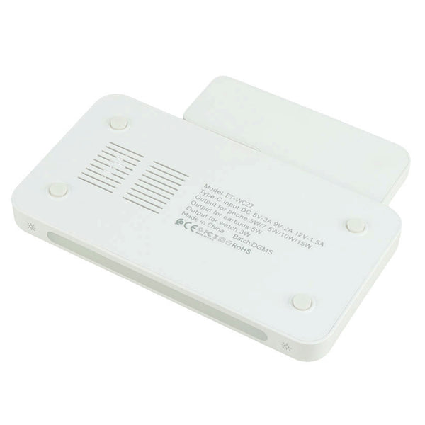 Multi-Function 3-in-1 Foldable Wireless Charging Stand With Night Light WC27 - White