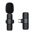 Wireless Lavalier Microphone K9 - Type-C Mic Wireless Plug and Play - Black