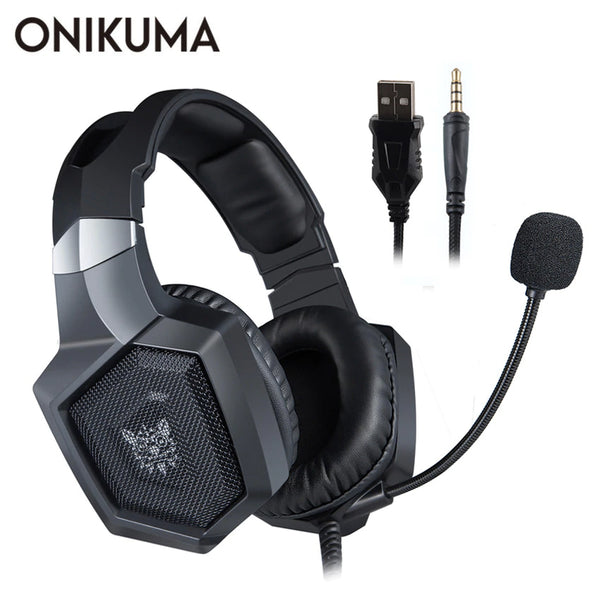 ONIKUMA K8 Wired Stereo Gaming Headphones With Mic LED RGB Lights - Black