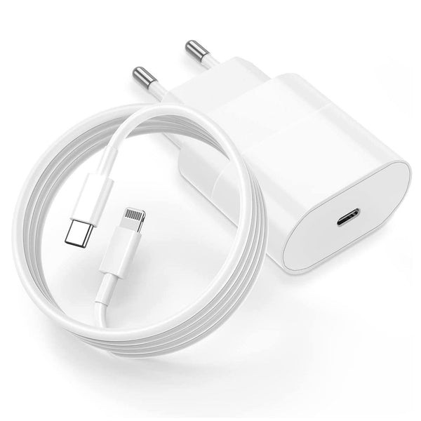 20W PD Fast Charger For iPhone with USB-C to Lightning Cable