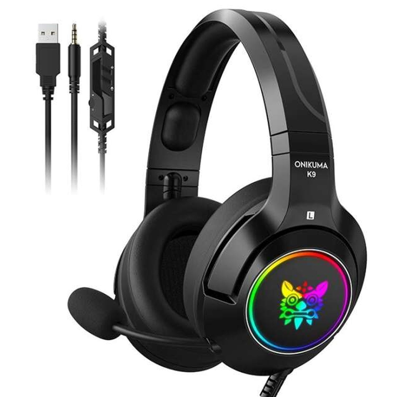 Onikuma K9 RGB Noise Canceling Gaming Headset With Microphone - Black