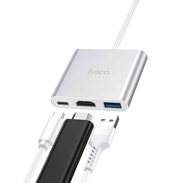 Converter Hub Type-c to HDMI - USB 3.0 - PD Aluminum Alloy Adapter - Silver