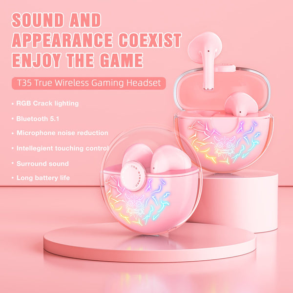 ONIKUMA T35 Bluetooth 5.1 Gaming Earbuds 60ms Latency Active Noise Reduction Fast Charging Earphone
