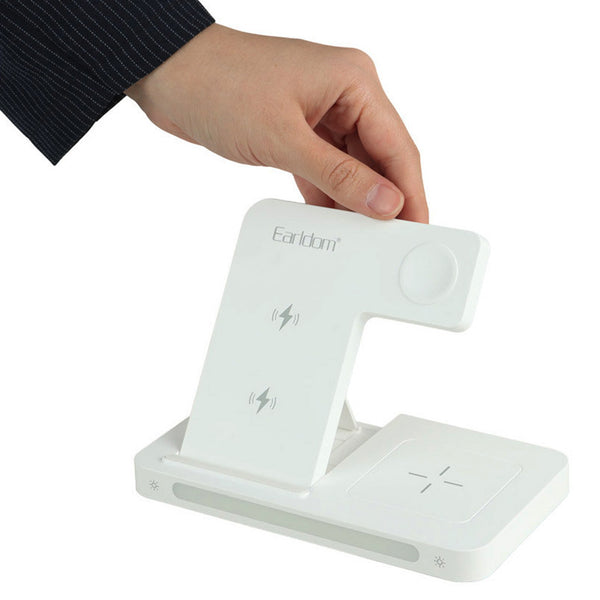Multi-Function 3-in-1 Foldable Wireless Charging Stand With Night Light WC27 - White