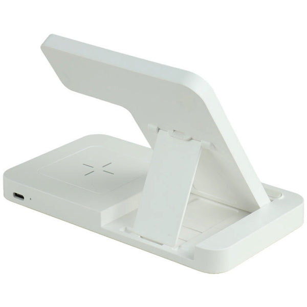 Multi-Function 3-in-1 Foldable Wireless Charging Stand With Night Light WC27 - White
