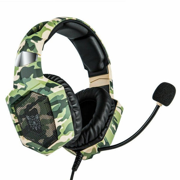 ONIKUMA K8 Wired Stereo Gaming Headphones With Mic LED RGB Lights - Camo Green