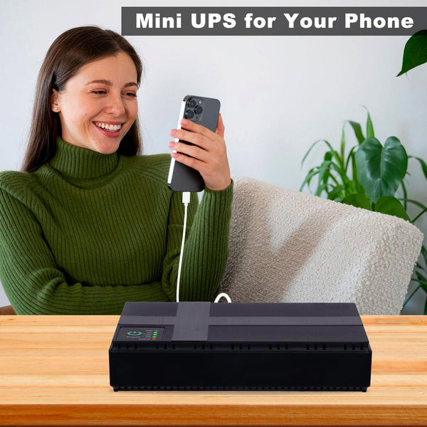 Mini DC UPS Multifunctional Portable Power Backup 10400mah for Wifi Router - Black