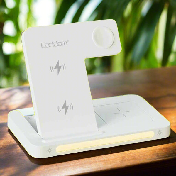 Multi-Function 3-in-1 Foldable Wireless Charging Stand With Night Light WC27 - White