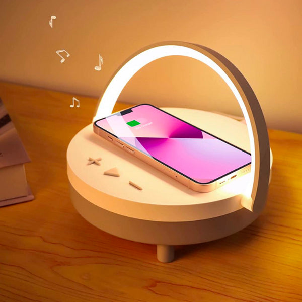 Multifunction Wireless Charge,Phone Holder,Night Light & Bluetooth Speaker