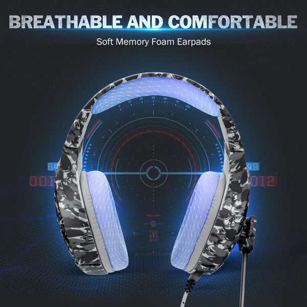 ONIKUMA K1-B Camouflage Elite stereo gaming headset - Gray