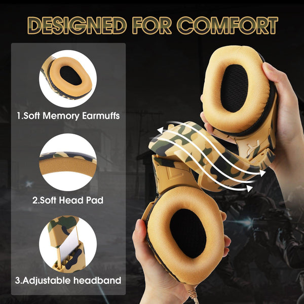 ONIKUMA K1-B Camouflage Elite stereo gaming headset - Yellow