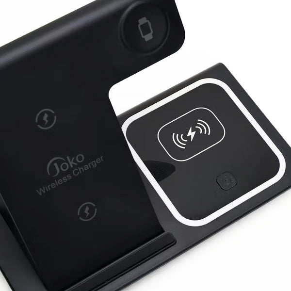 Multi Functional 3-in-1 Foldable 15W Wireless Charging Stand Q09 - Black