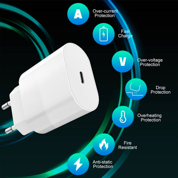 Earldom 20W PD Block with 1m Type-C to Lightning Fast Charging Cable