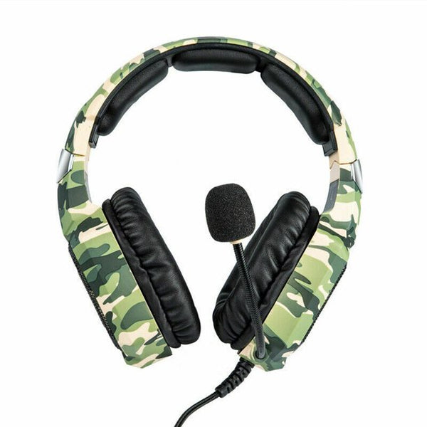ONIKUMA K8 Wired Stereo Gaming Headphones With Mic LED RGB Lights - Camo Green