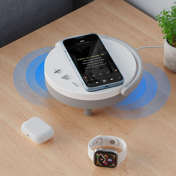 Multifunction Wireless Charge,Phone Holder,Night Light & Bluetooth Speaker