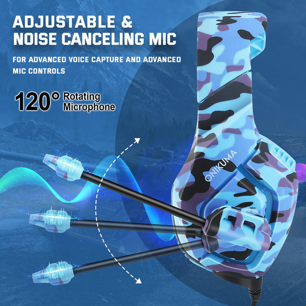 ONIKUMA K1-B Camouflage Elite stereo gaming headset - Blue