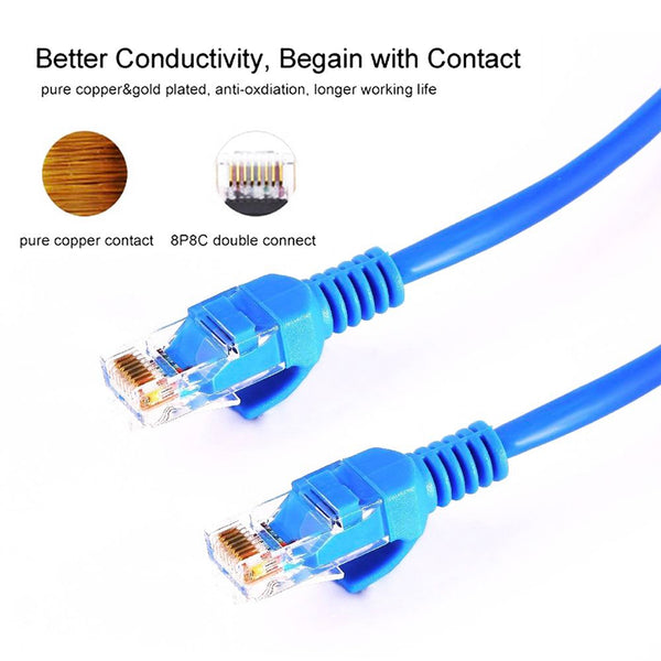 Network LAN Cable Ethernet Patch Lead Fast Internet RJ45 Connectors - Blue