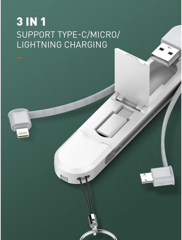 LDNIO 3-in-1 3.8A Fast Charging Cable with Keyring