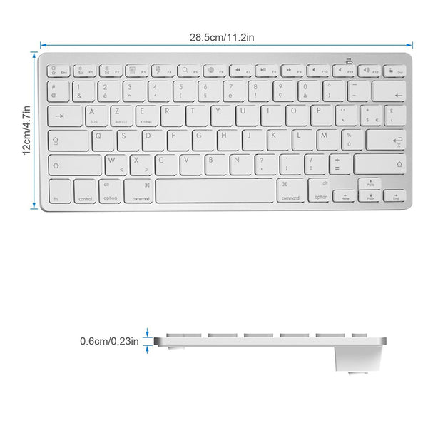 Ultra Slim Design KB450 Bluetooth Wireless Keyboard - Silver & White