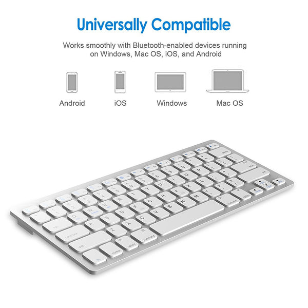Ultra Slim Design KB450 Bluetooth Wireless Keyboard - Silver & White