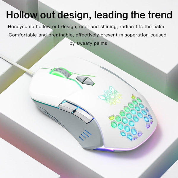 ONIKUMA CW902 Wired Gaming Mouse With Colorful Lighting - White