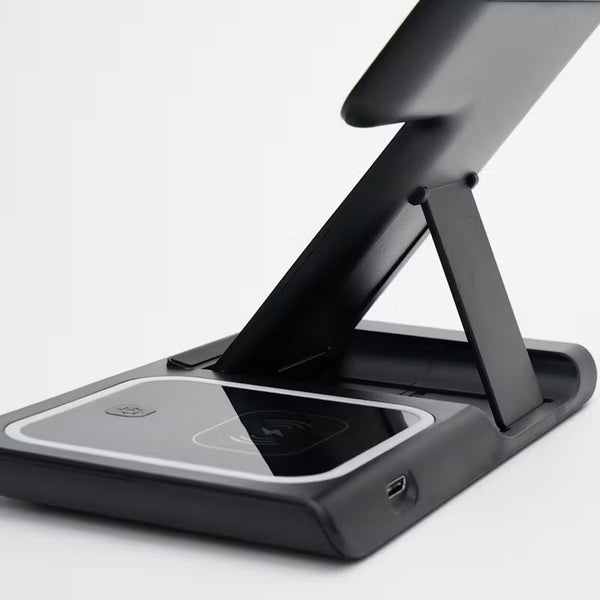 Multi Functional 3-in-1 Foldable 15W Wireless Charging Stand Q09 - Black