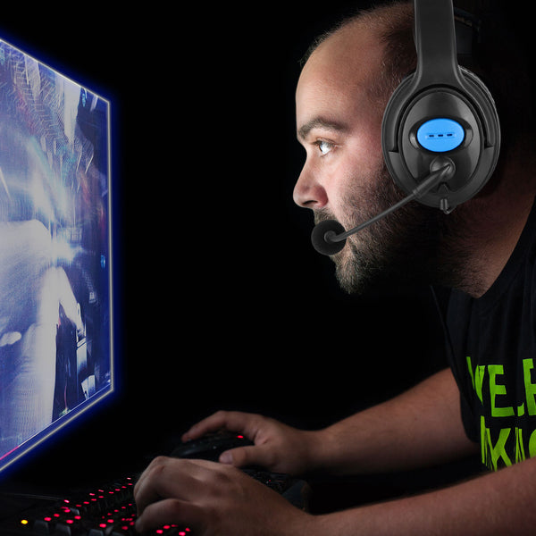 Wired Gaming Headset Soft Memory Earmuffs Headphones with Mic for PS4 - BLACK