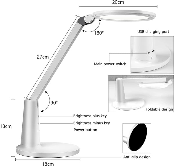 Eye Protection Reading Lamp LED Study Desk Light Rechargeable 5 Brightness Levels