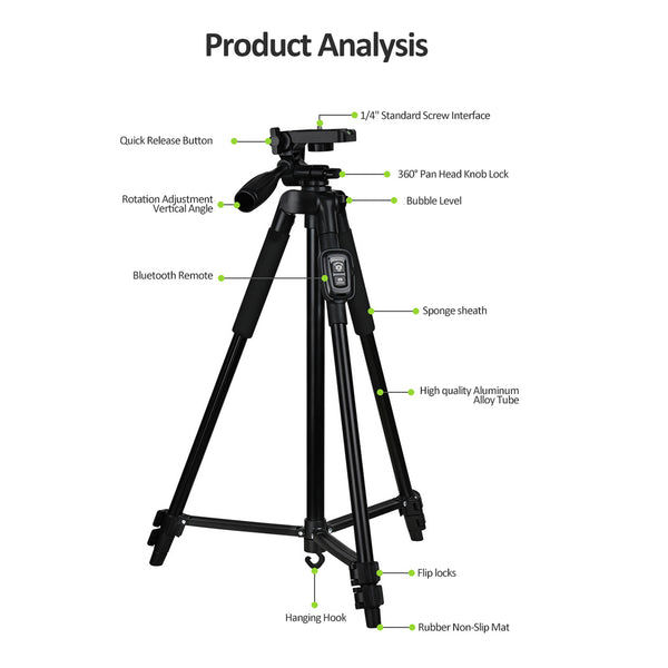 TRIPOD TRAVEL STAND FOR DSLR VIDEO CAMERA AND PHONE