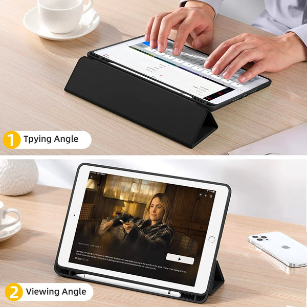 Smart Flip Protective Cover With Pencil Holder for Apple iPad 10.2 inch Case - Black