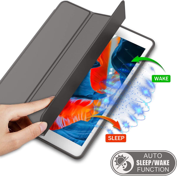 Smart Flip Protective Cover With Pencil Holder for Apple iPad 10.2 inch Case - Dark Gray