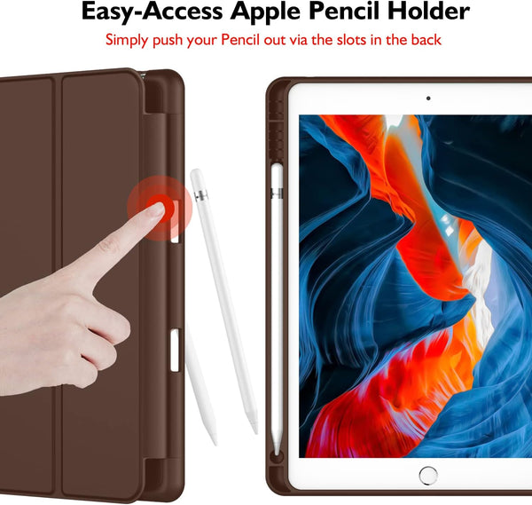 Smart Flip Protective Cover With Pencil Holder for Apple iPad 10.2 inch Case - Chocolate