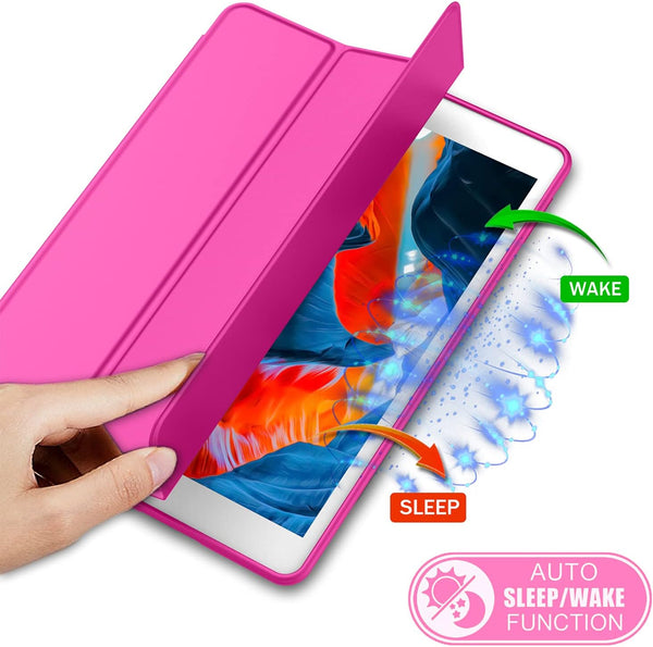 Smart Flip Protective Cover With Pencil Holder for Apple iPad 10.2 inch Case - Rose Pink