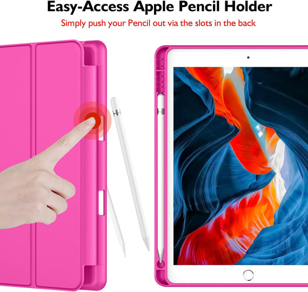 Smart Flip Protective Cover With Pencil Holder for Apple iPad 10.2 inch Case - Rose Pink
